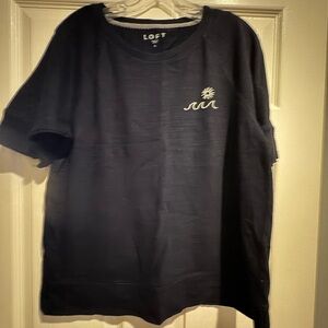 LOFT Men's Black Tee with Wave Embroidery